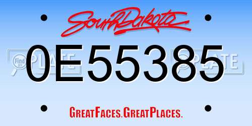0E55385 South Dakota License Plate