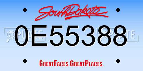 0E55388 South Dakota License Plate