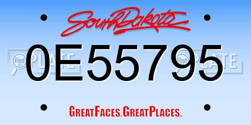0E55795 South Dakota License Plate