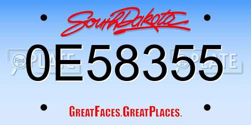 0E58355 South Dakota License Plate