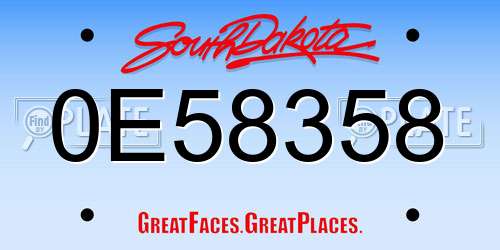 0E58358 South Dakota License Plate