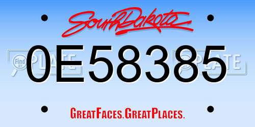 0E58385 South Dakota License Plate