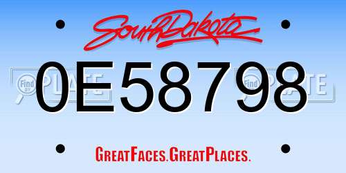 0E58798 South Dakota License Plate