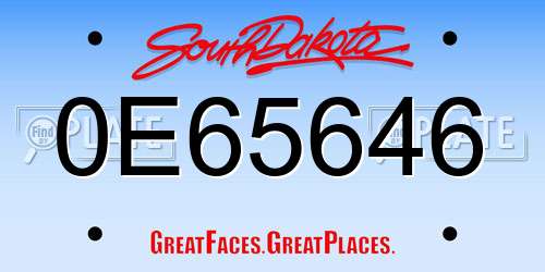 0E65646 South Dakota License Plate