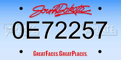 0E72257 South Dakota License Plate