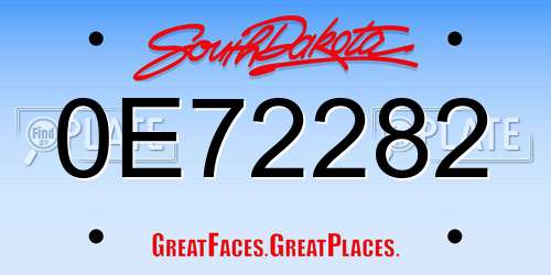 0E72282 South Dakota License Plate