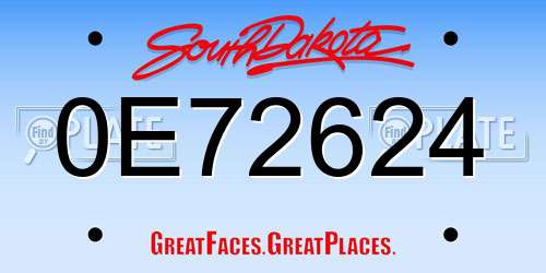 0E72624 South Dakota License Plate