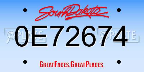 0E72674 South Dakota License Plate