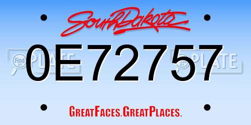 0E72757 South Dakota License Plate