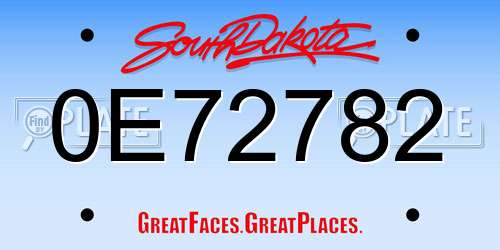 0E72782 South Dakota License Plate