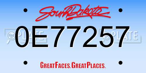 0E77257 South Dakota License Plate