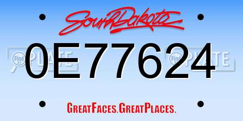 0E77624 South Dakota License Plate