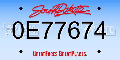 0E77674 South Dakota License Plate