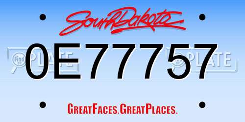 0E77757 South Dakota License Plate