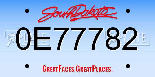 0E77782 South Dakota License Plate