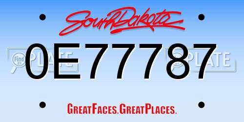 0E77787 South Dakota License Plate