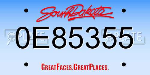 0E85355 South Dakota License Plate