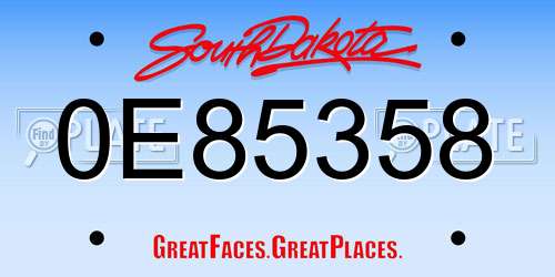 0E85358 South Dakota License Plate