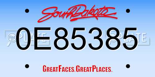 0E85385 South Dakota License Plate