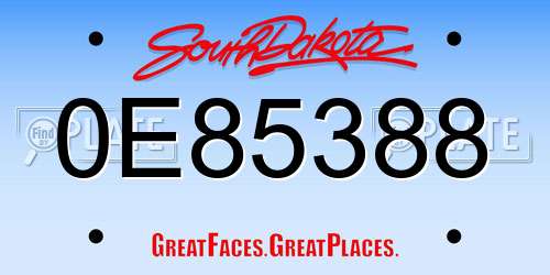 0E85388 South Dakota License Plate