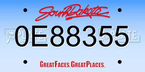 0E88355 South Dakota License Plate