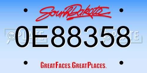 0E88358 South Dakota License Plate
