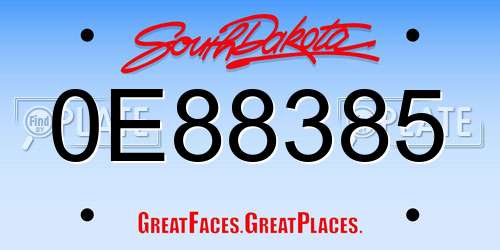 0E88385 South Dakota License Plate
