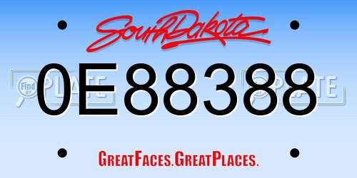 0E88388 South Dakota License Plate