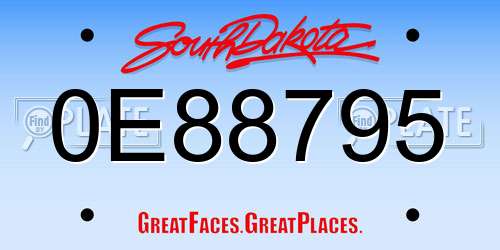0E88795 South Dakota License Plate