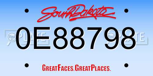 0E88798 South Dakota License Plate