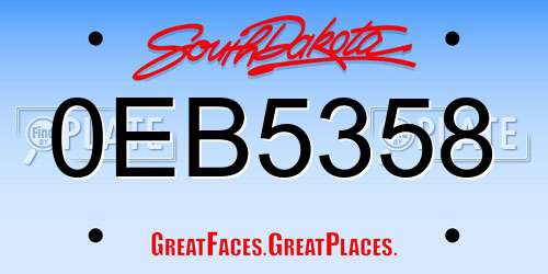 0EB5358 South Dakota License Plate