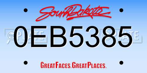 0EB5385 South Dakota License Plate
