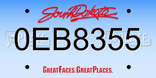 0EB8355 South Dakota License Plate