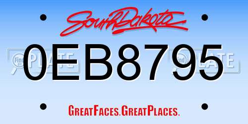 0EB8795 South Dakota License Plate