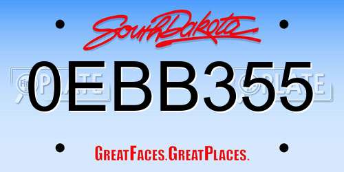 0EBB355 South Dakota License Plate
