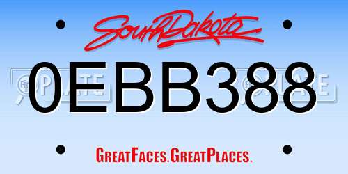 0EBB388 South Dakota License Plate
