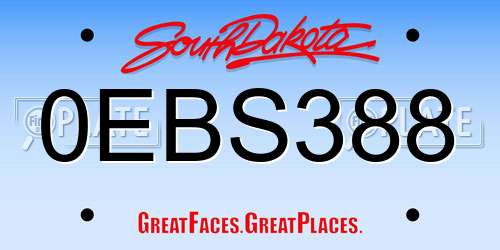 0EBS388 South Dakota License Plate