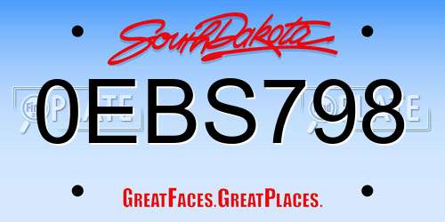 0EBS798 South Dakota License Plate