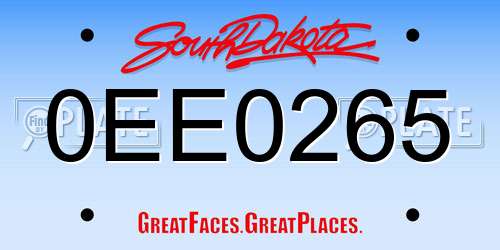 0EE0265 South Dakota License Plate