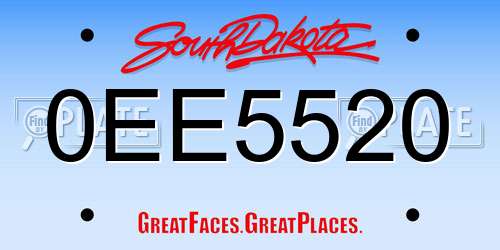 0EE5520 South Dakota License Plate