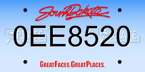0EE8520 South Dakota License Plate