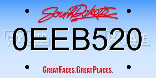 0EEB520 South Dakota License Plate