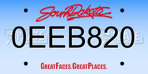 0EEB820 South Dakota License Plate