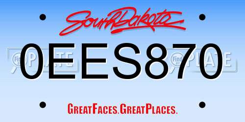 0EES870 South Dakota License Plate
