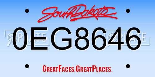 0EG8646 South Dakota License Plate