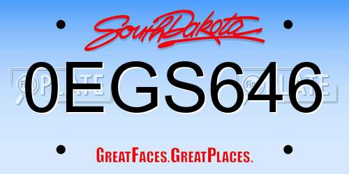 0EGS646 South Dakota License Plate