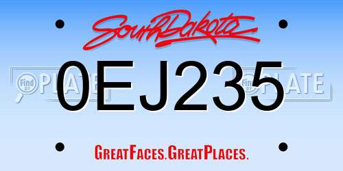 0EJ235 South Dakota License Plate