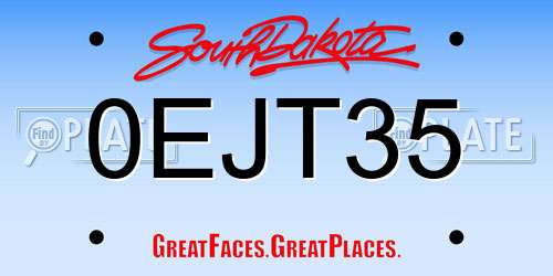 0EJT35 South Dakota License Plate