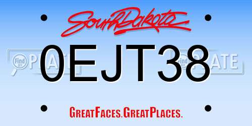 0EJT38 South Dakota License Plate