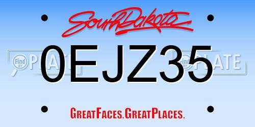 0EJZ35 South Dakota License Plate